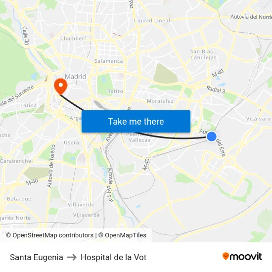 Santa Eugenia to Hospital de la Vot map