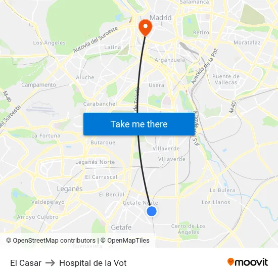 El Casar to Hospital de la Vot map