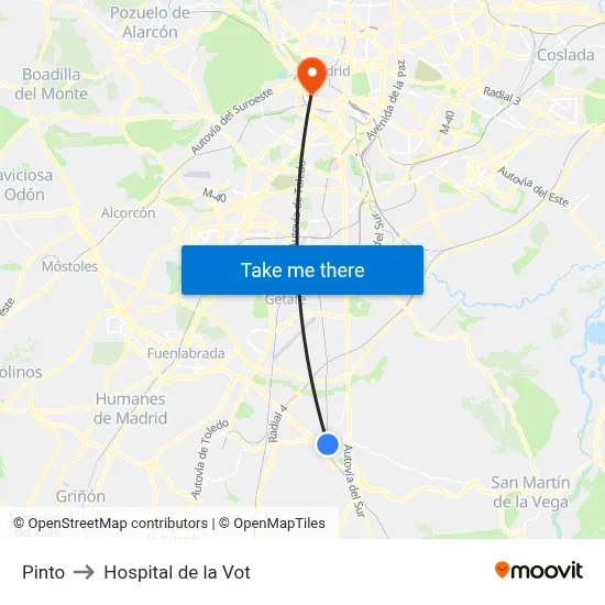 Pinto to Hospital de la Vot map
