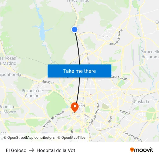 El Goloso to Hospital de la Vot map