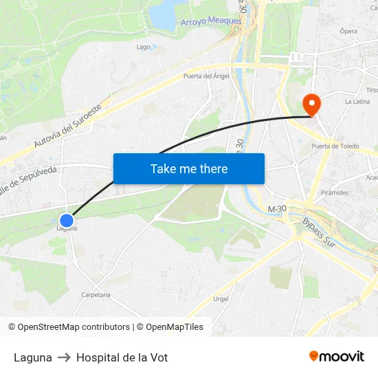 Laguna to Hospital de la Vot map