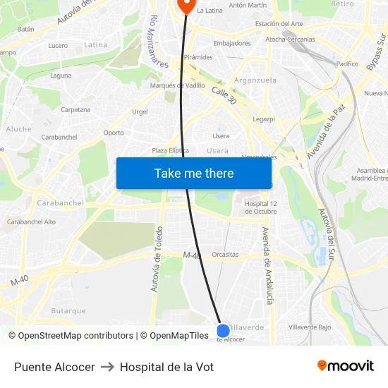 Puente Alcocer to Hospital de la Vot map