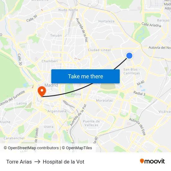 Torre Arias to Hospital de la Vot map