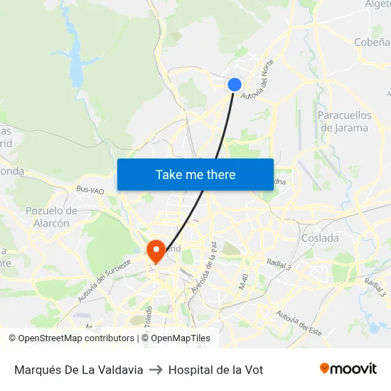 Marqués De La Valdavia to Hospital de la Vot map