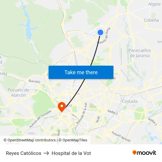 Reyes Católicos to Hospital de la Vot map