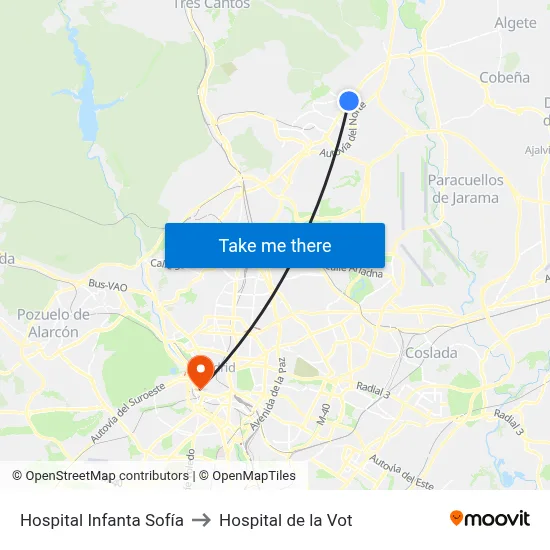 Hospital Infanta Sofía to Hospital de la Vot map