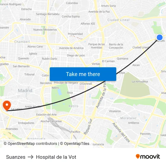 Suanzes to Hospital de la Vot map