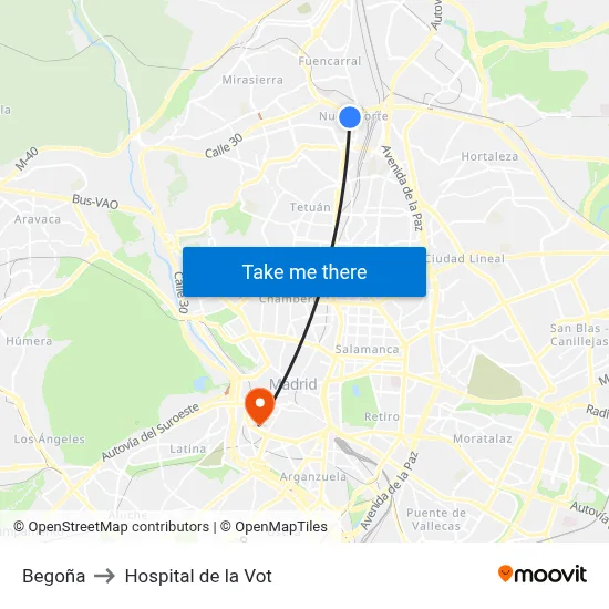 Begoña to Hospital de la Vot map