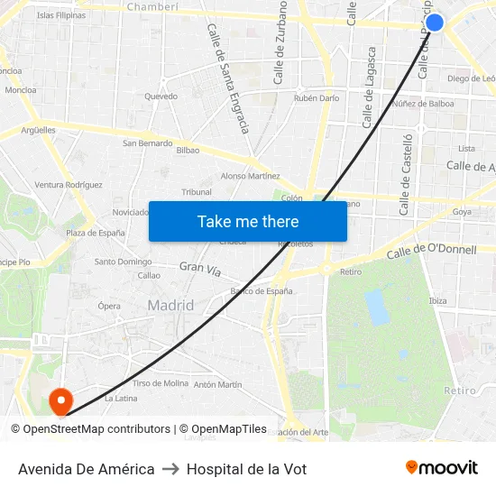 Avenida De América to Hospital de la Vot map