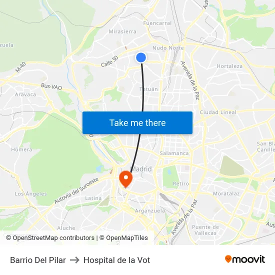 Barrio Del Pilar to Hospital de la Vot map