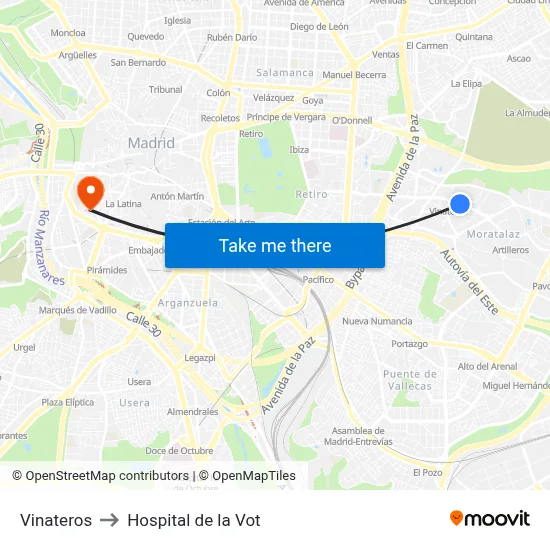 Vinateros to Hospital de la Vot map