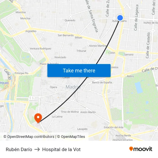 Rubén Darío to Hospital de la Vot map