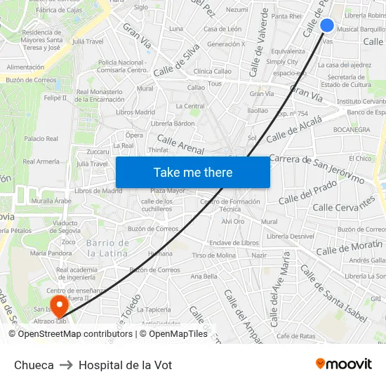 Chueca to Hospital de la Vot map