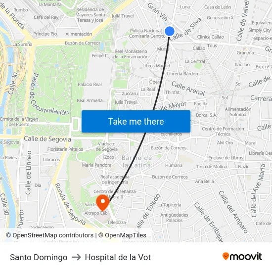 Santo Domingo to Hospital de la Vot map