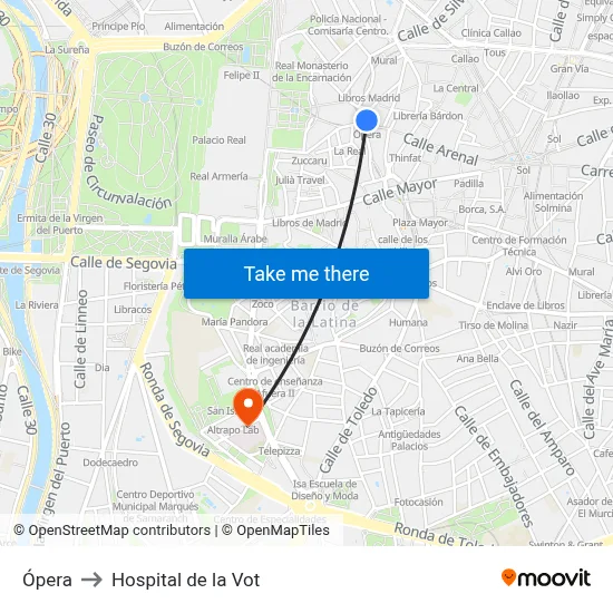 Ópera to Hospital de la Vot map