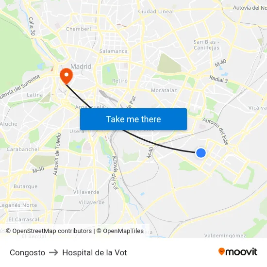 Congosto to Hospital de la Vot map