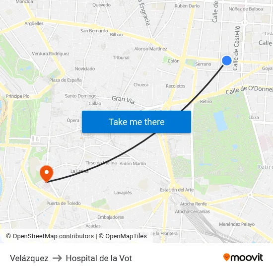 Velázquez to Hospital de la Vot map