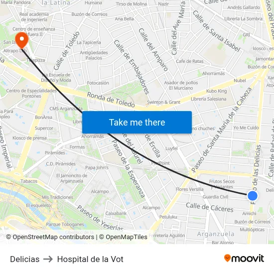 Delicias to Hospital de la Vot map