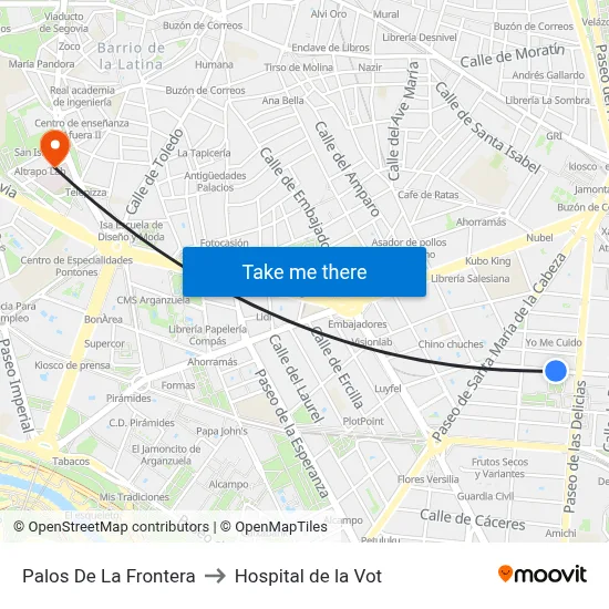 Palos De La Frontera to Hospital de la Vot map