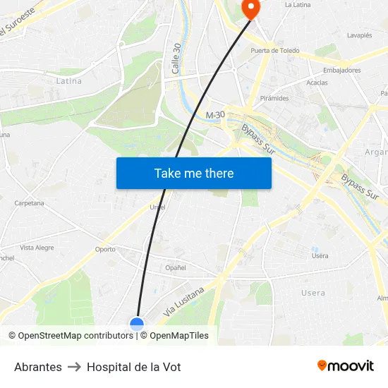 Abrantes to Hospital de la Vot map