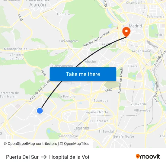 Puerta Del Sur to Hospital de la Vot map