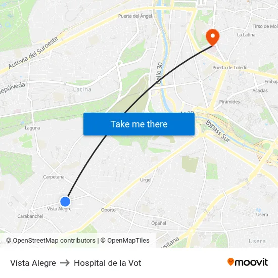 Vista Alegre to Hospital de la Vot map