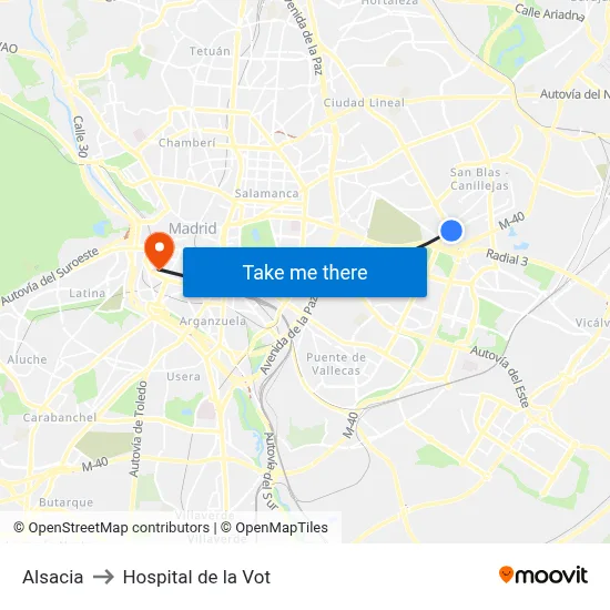 Alsacia to Hospital de la Vot map