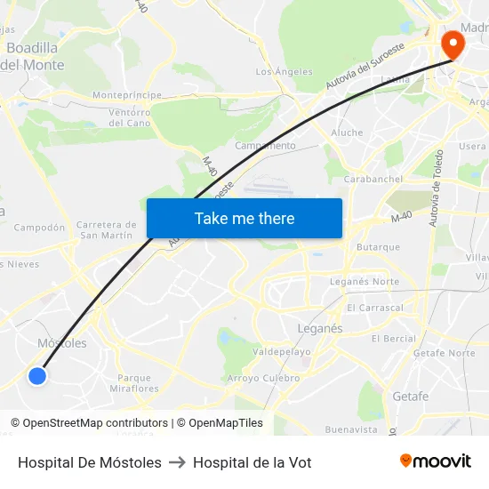 Hospital De Móstoles to Hospital de la Vot map