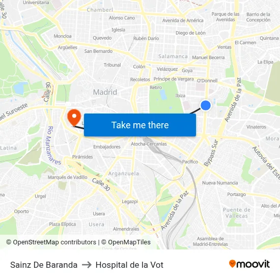 Sainz De Baranda to Hospital de la Vot map