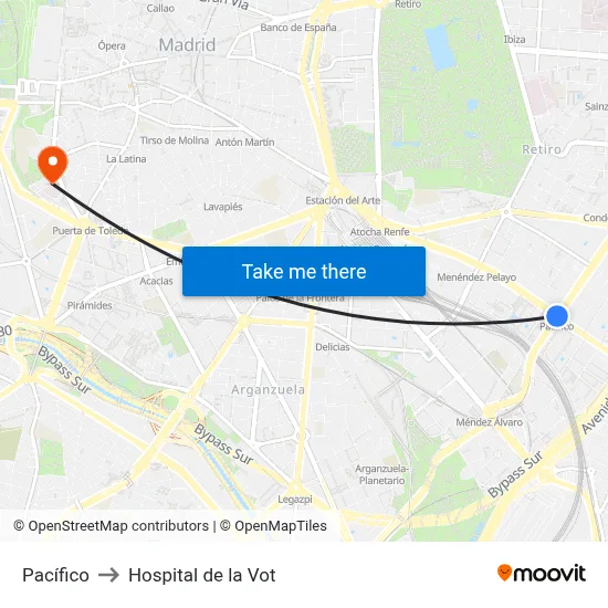 Pacífico to Hospital de la Vot map