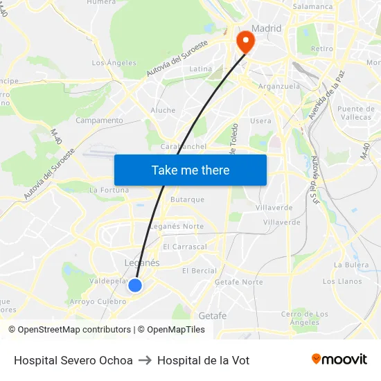 Hospital Severo Ochoa to Hospital de la Vot map