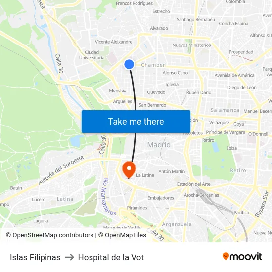 Islas Filipinas to Hospital de la Vot map