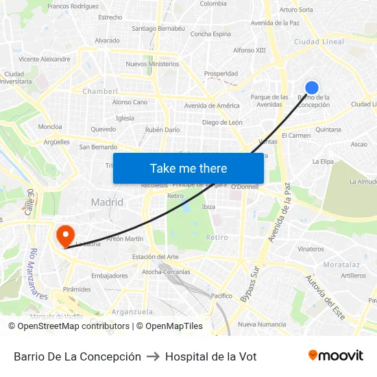 Barrio De La Concepción to Hospital de la Vot map