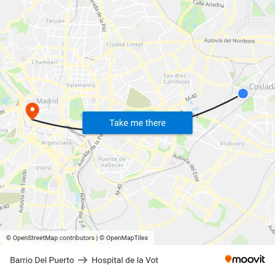 Barrio Del Puerto to Hospital de la Vot map
