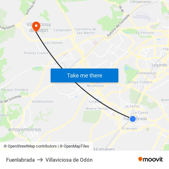 Fuenlabrada, Calle de Leganés, 1 28945 Fuenlabrada to Villaviciosa de Odón map