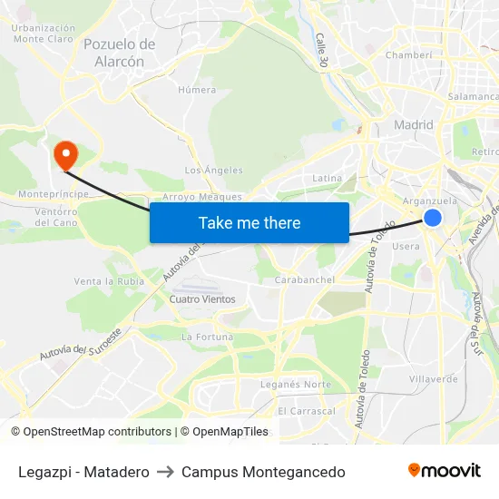 Legazpi - Matadero to Campus Montegancedo map