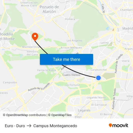 Euro - Duro to Campus Montegancedo map