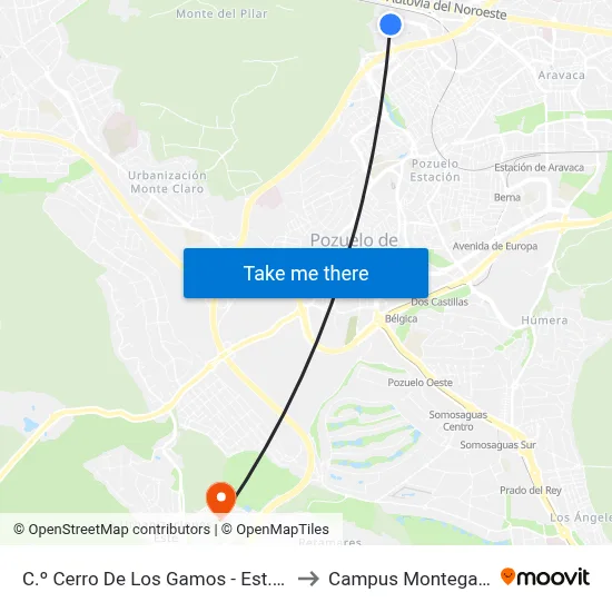 C.º Cerro De Los Gamos - Est. El Barrial to Campus Montegancedo map