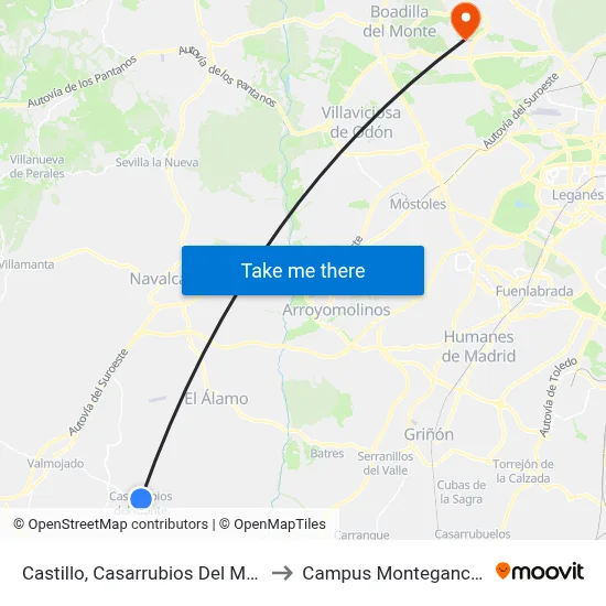 Castillo, Casarrubios Del Monte to Campus Montegancedo map