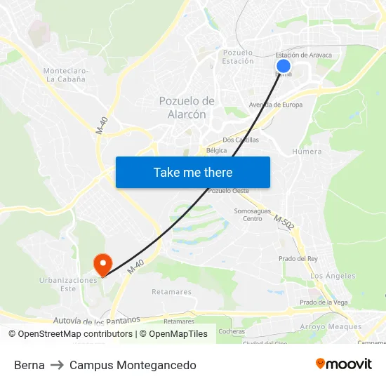 Berna to Campus Montegancedo map