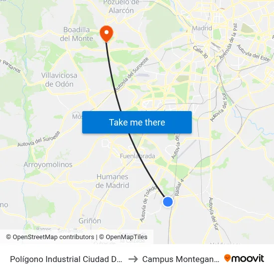 Polígono Industrial Ciudad De Parla to Campus Montegancedo map