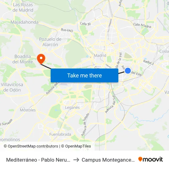 Mediterráneo - Pablo Neruda to Campus Montegancedo map