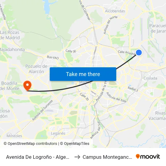Avenida De Logroño - Algemesí to Campus Montegancedo map