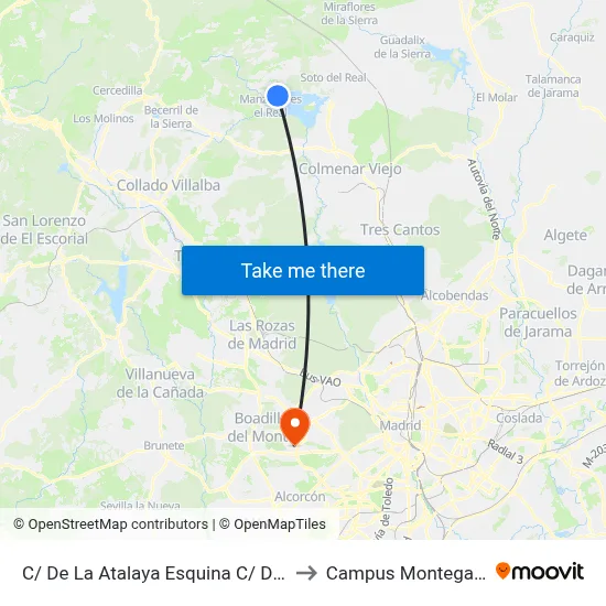 C/ De La Atalaya Esquina C/ Del Puente to Campus Montegancedo map