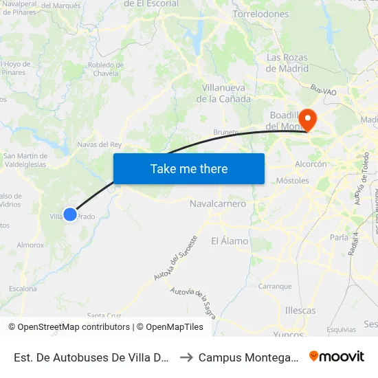 Est. De Autobuses De Villa Del Prado to Campus Montegancedo map