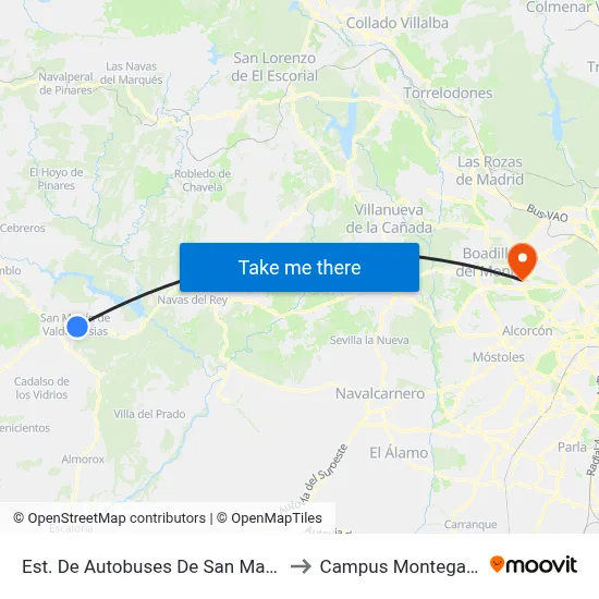 Est. De Autobuses De San Martín De V. to Campus Montegancedo map