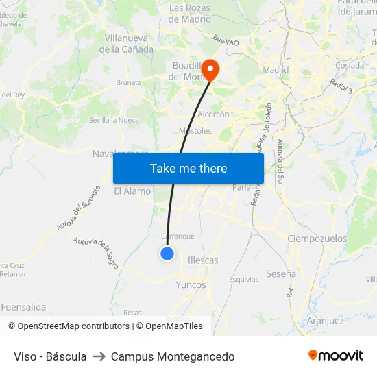 Viso - Báscula to Campus Montegancedo map