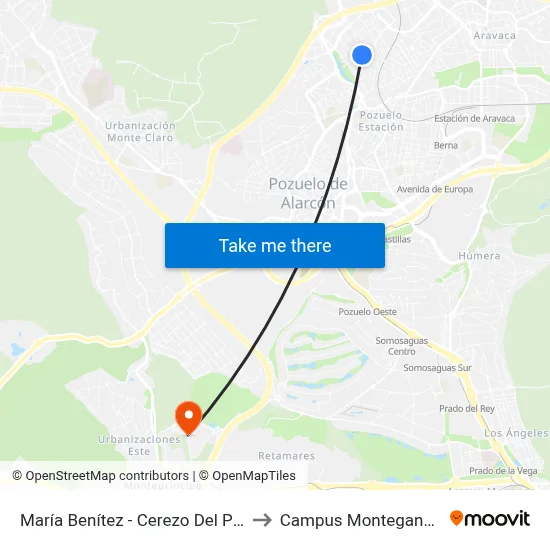 María Benítez - Cerezo Del Paular to Campus Montegancedo map