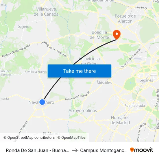 Ronda De San Juan - Buenavista to Campus Montegancedo map