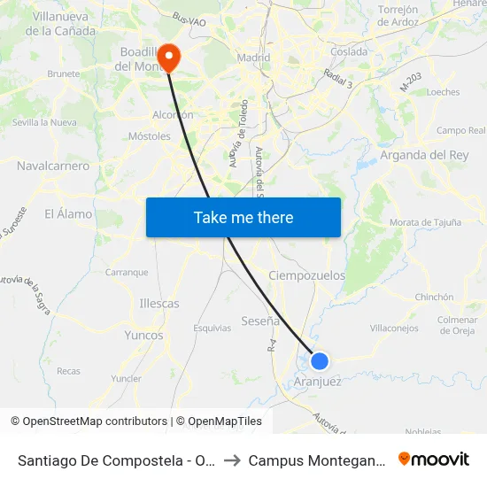 Santiago De Compostela - Oviedo to Campus Montegancedo map